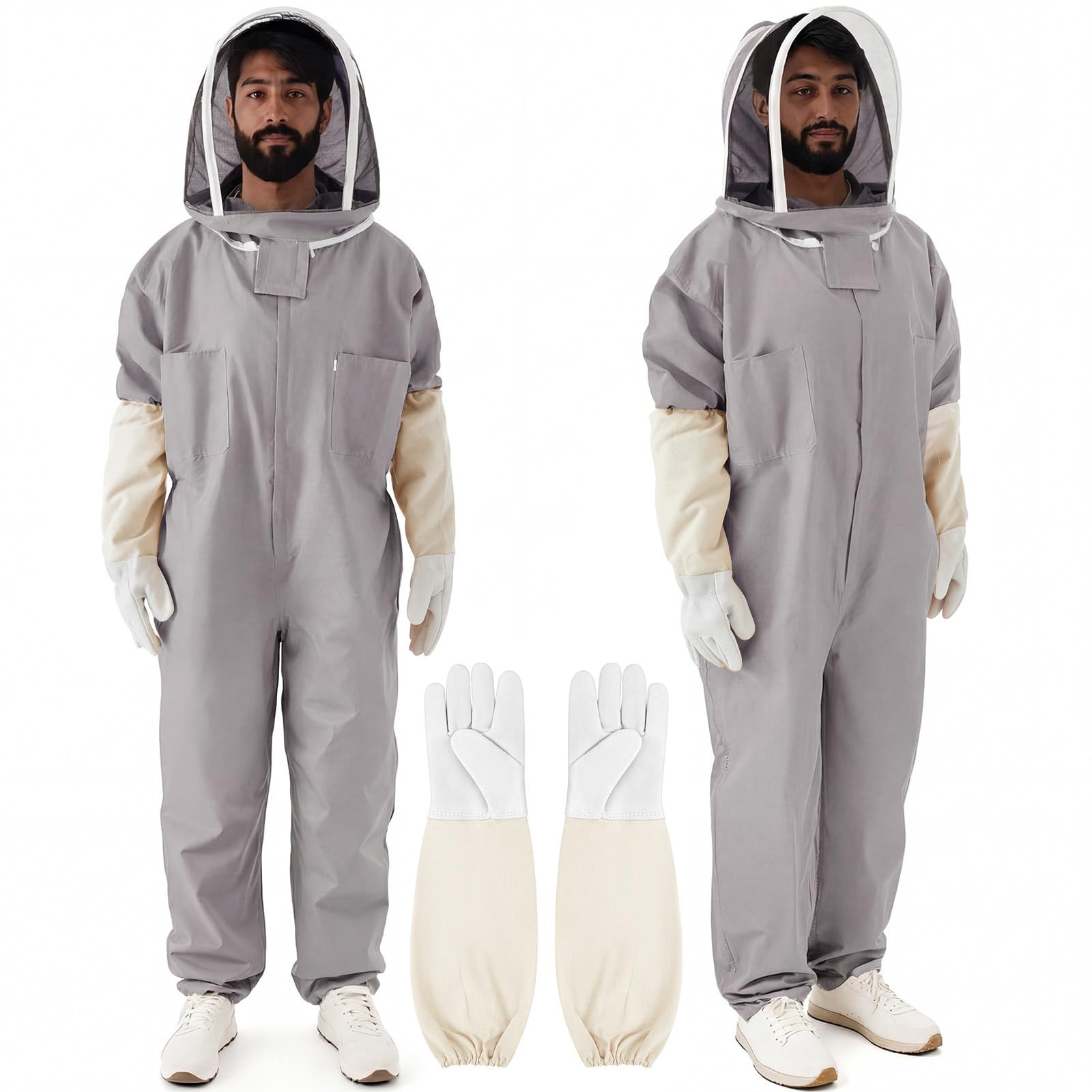 Bee Keeper Suit for Men Women, Bee Suit with Gloves & Veil Hood, Multi-Size L…