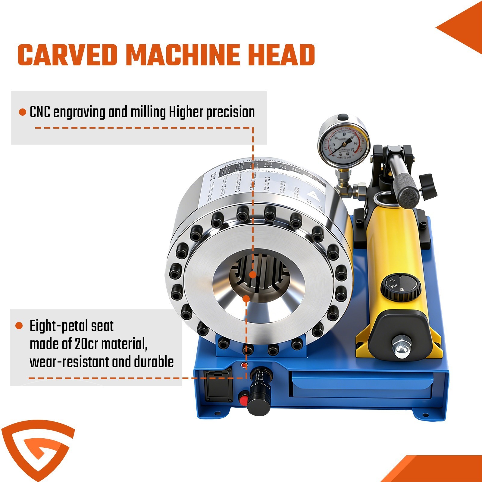 Portable Manual Crimping Tool 8 Molds Included 10mm to 31mm Size Unit