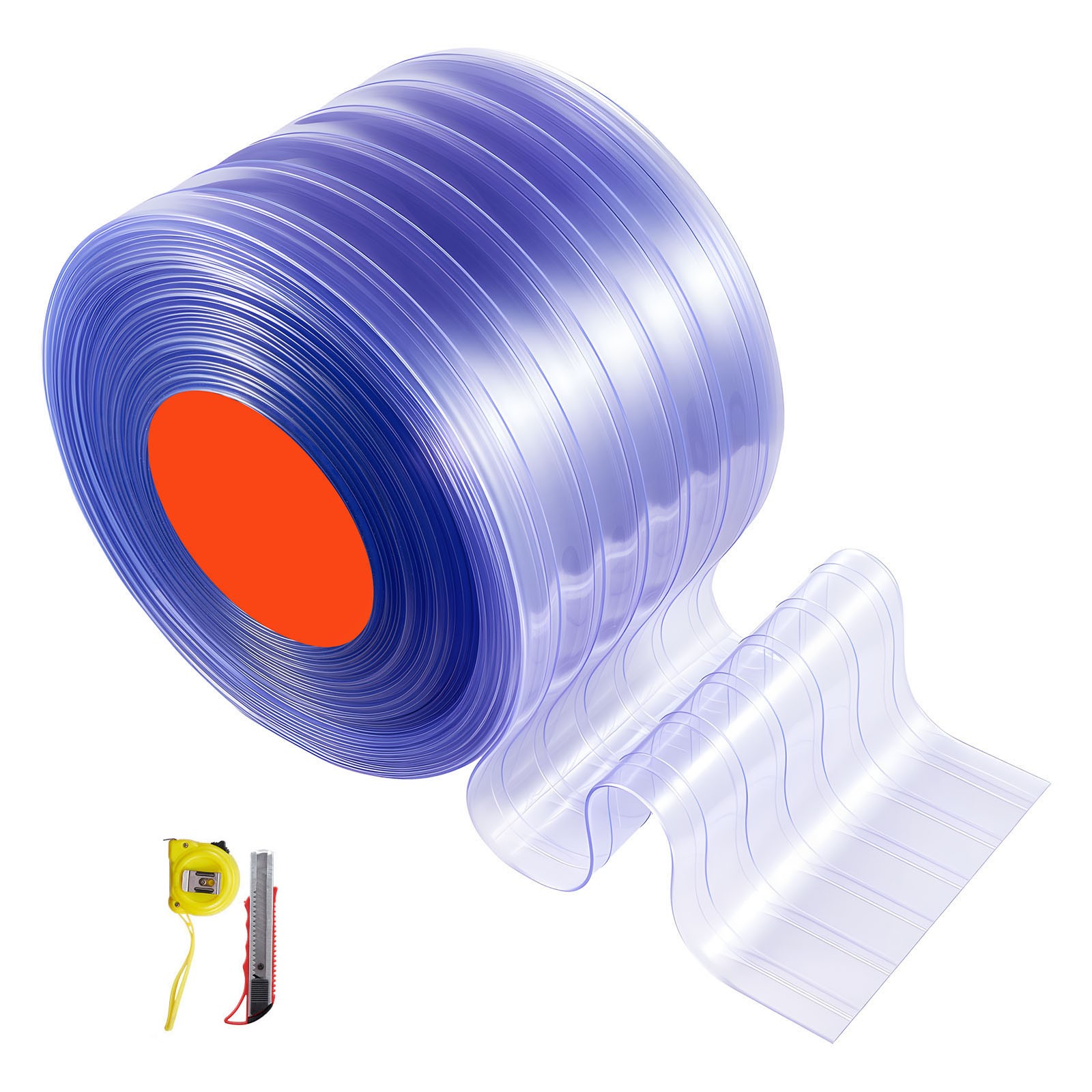 Uimoso PVC Ribbed Strip Curtain Roll, 101 ft x 12 in, Durable Plastic Door Cover