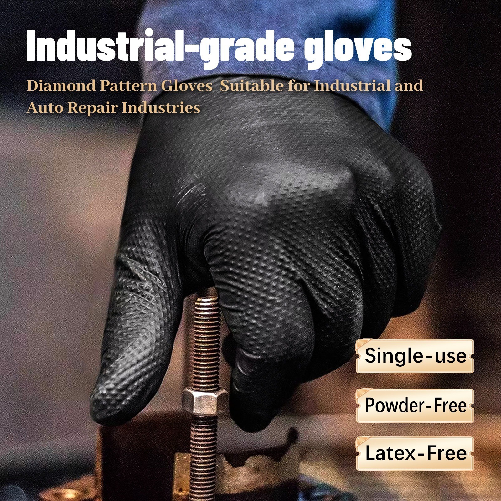 800-Count Heavy-Duty 8 Mil Black Nitrile Gloves | Textured Industrial Bulk Lot
