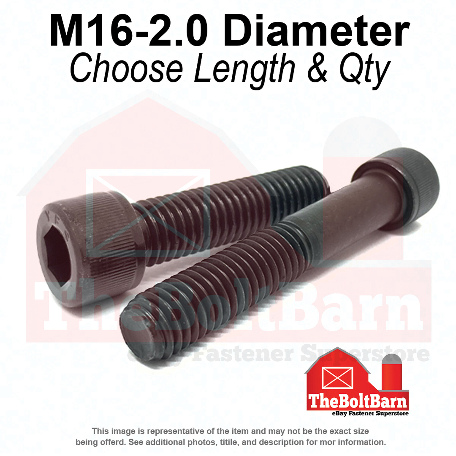 M16-2.0 Class 12.9 Coarse Socket Head Cap Screws Black Oxide(Choose Length &Qty)
