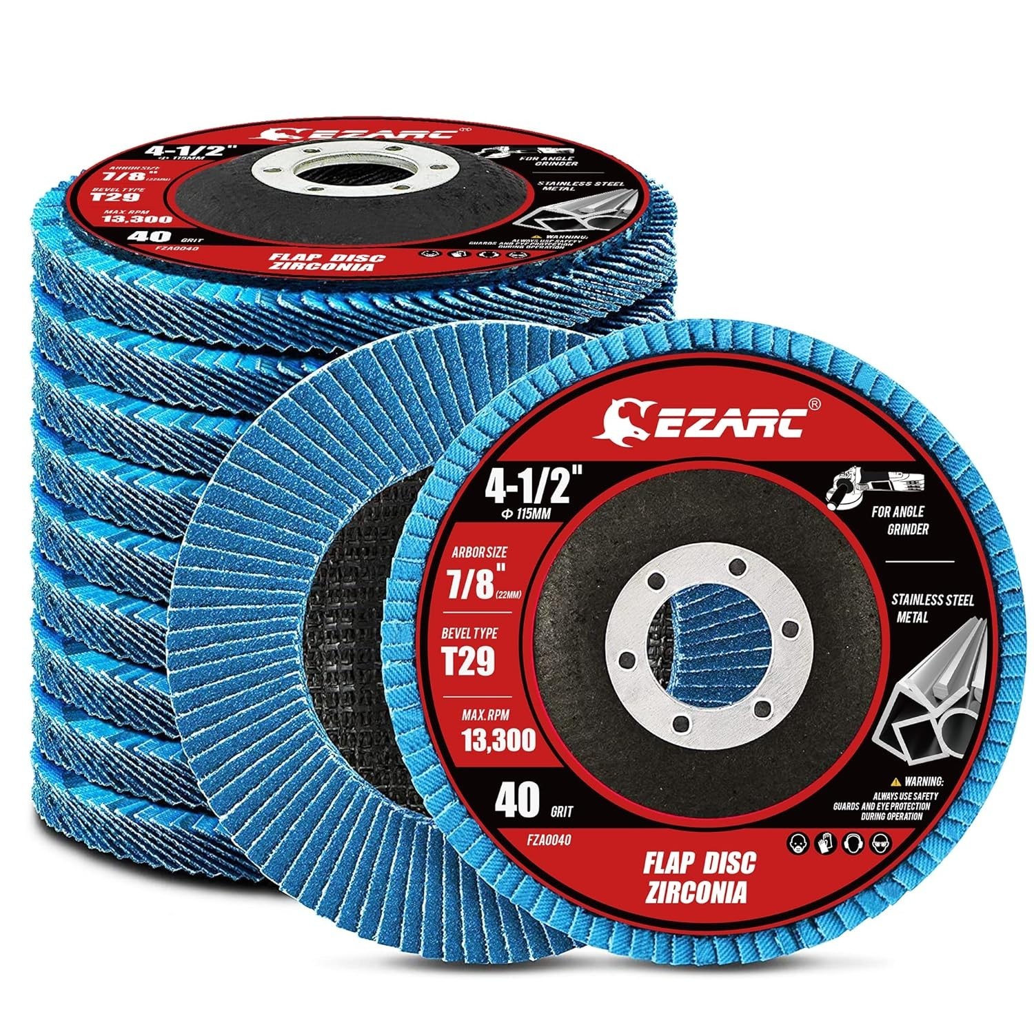 Flap Discs 40 Grit, 4 1/2 X 7/8-Inch Flap Sanding Disc, Type 29 Zirconia Grindin