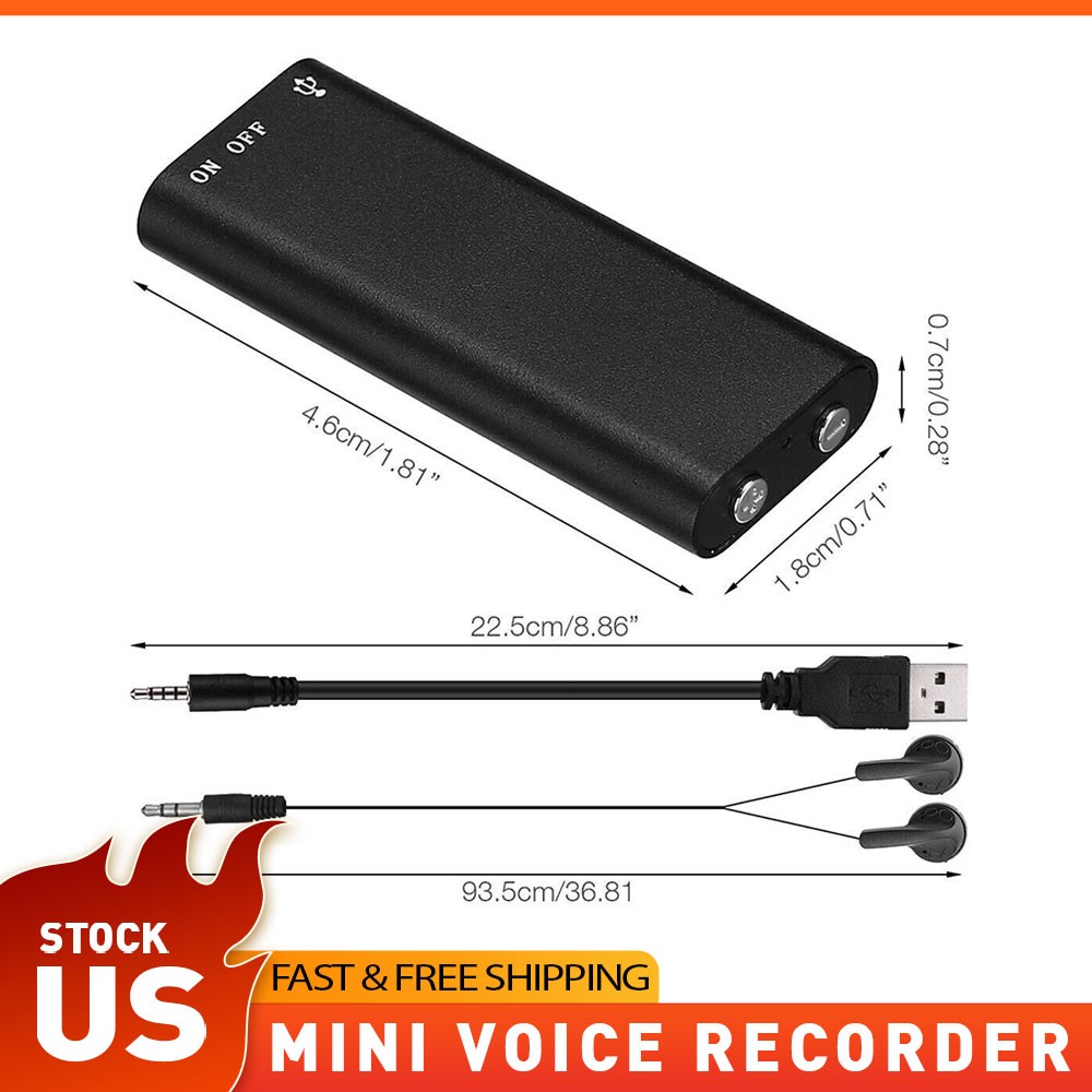 Spy Digital Voice Activated Recorder Mini Hidden Audio Dictaphone Device 16GB