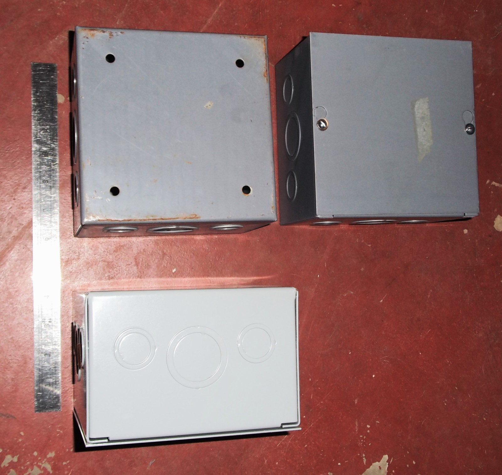 Qty. 12 Square Gray Steel Box 6x6x4” Indoor J&P Box 6″x6″x4″ 6 x 6 x 4 in.