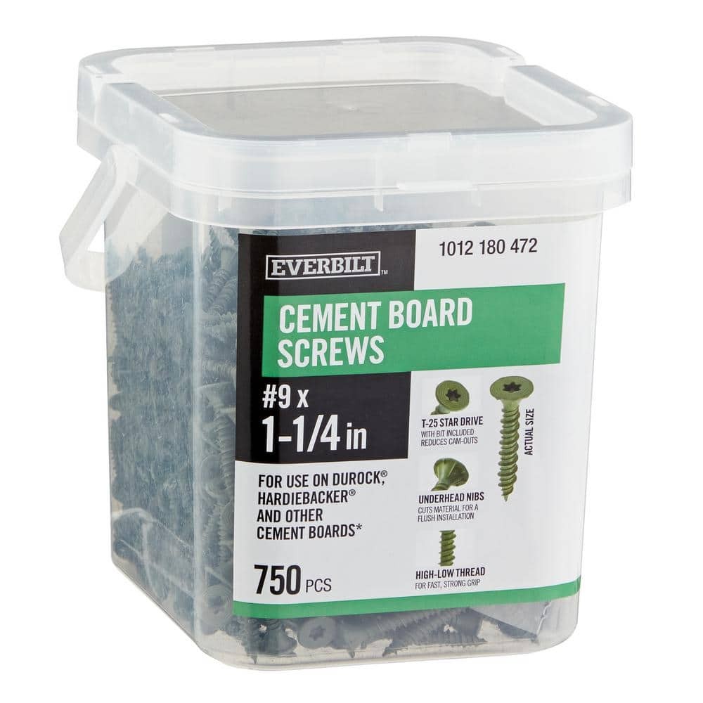 Everbilt #9 x 1-1/4 in. Ribbed Flat Head T25 Cement Board Screw 750-Pack