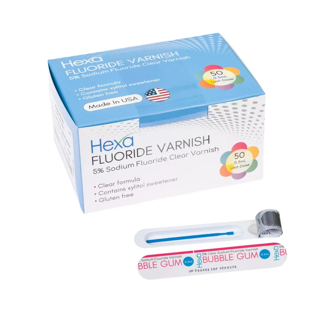 Hexa 5% Sodium Fluoride Clear Varnish W/ Xylitol – 0.4mL Unidose