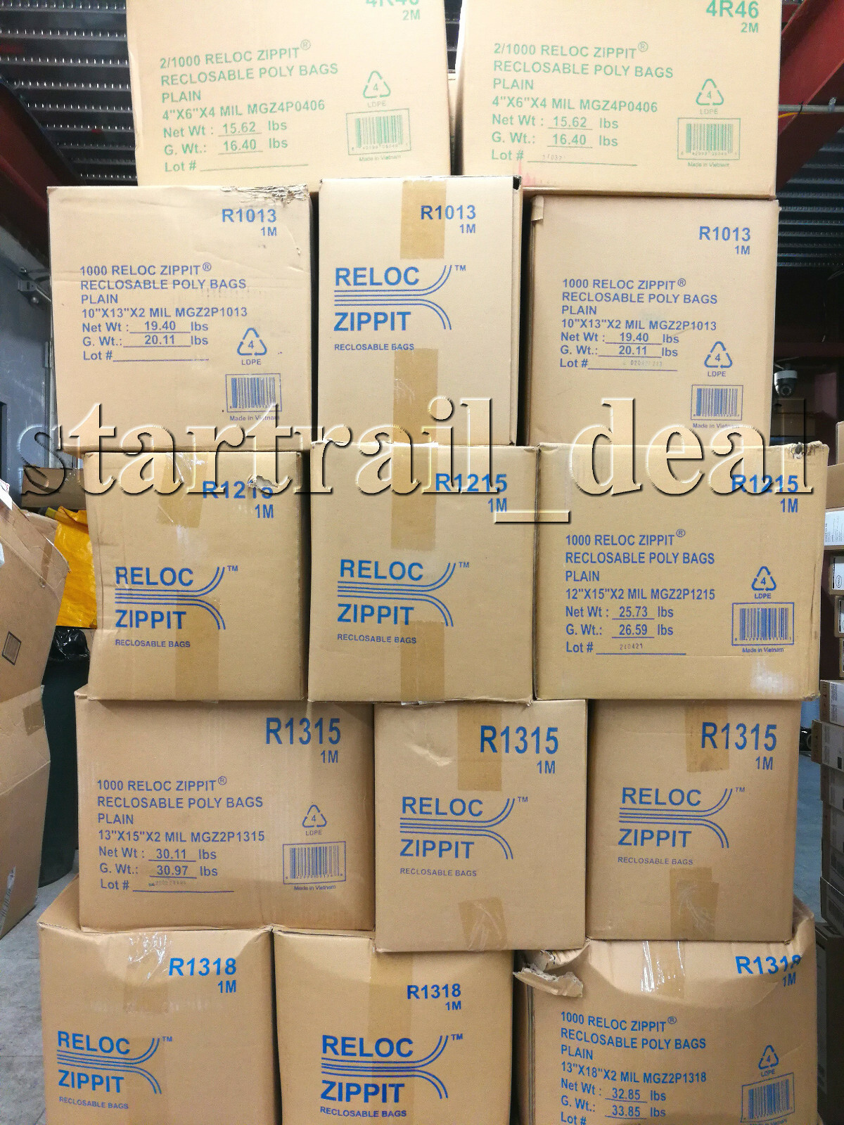 500 Reloc Zippit Assorted 10×10″ 10×13″ 12×15″ 13×15 13×18 2Mil Clear Zipper Bag