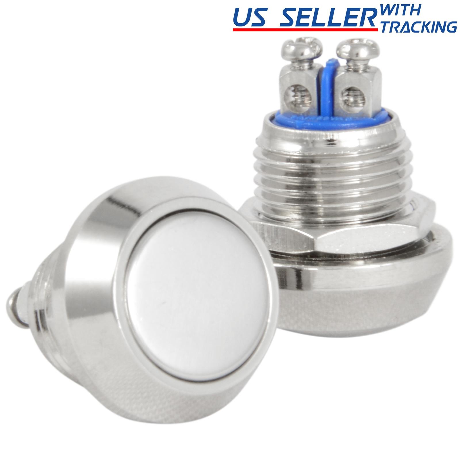 12mm Boat Horn / Starter Switch Circular Metal Momentary Push Button Waterproof