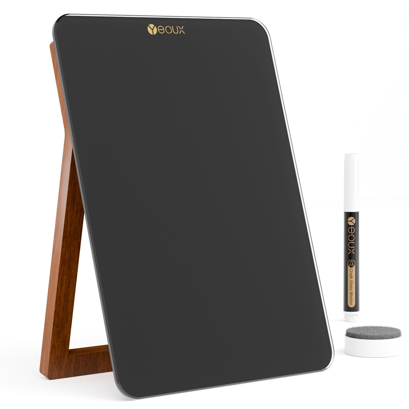 Desktop Black Glass Dry Erase Whiteboard with 9.5 x 6.7 Inches,