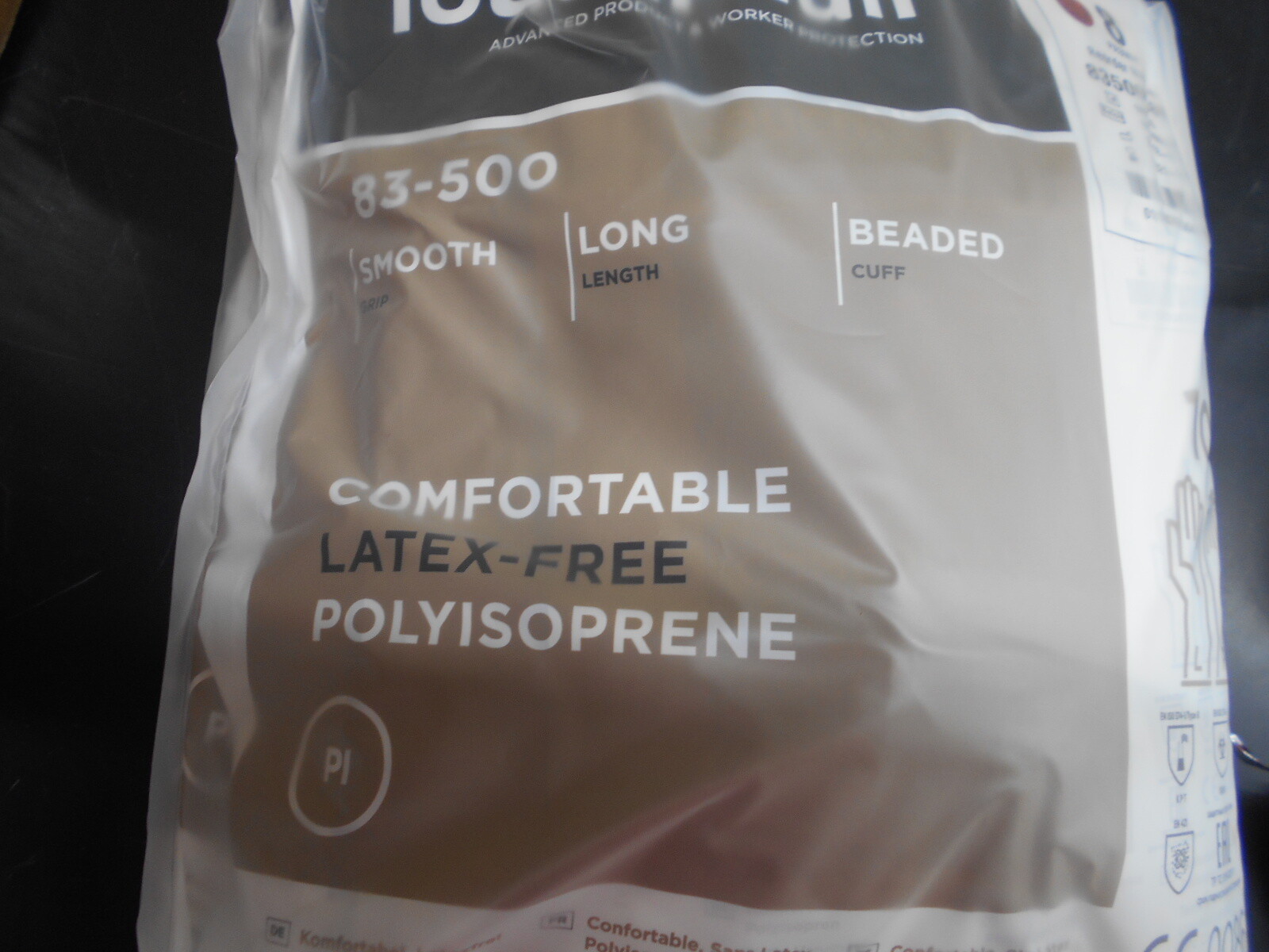 TOUCHNTUFF ANSELL 83500 SIZE 8 POLYISOPRENE COMFORTABLE LATEX FREE GLOVES