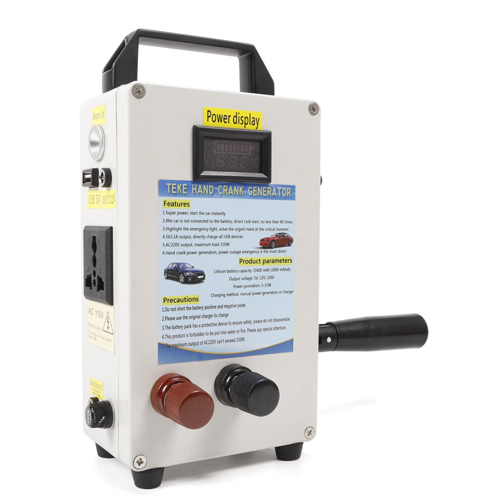 150W Portable Manual Hand Crank Dynamo Generator Emergency Survival Power Energy