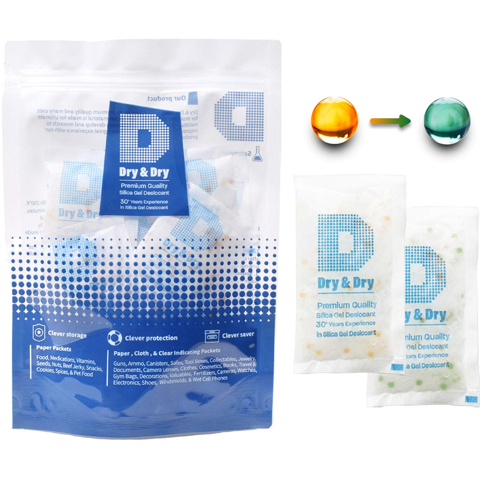 Orange Indicating Silica Gel Packets Desiccant Food Safe Absorber 20g 15 PCS