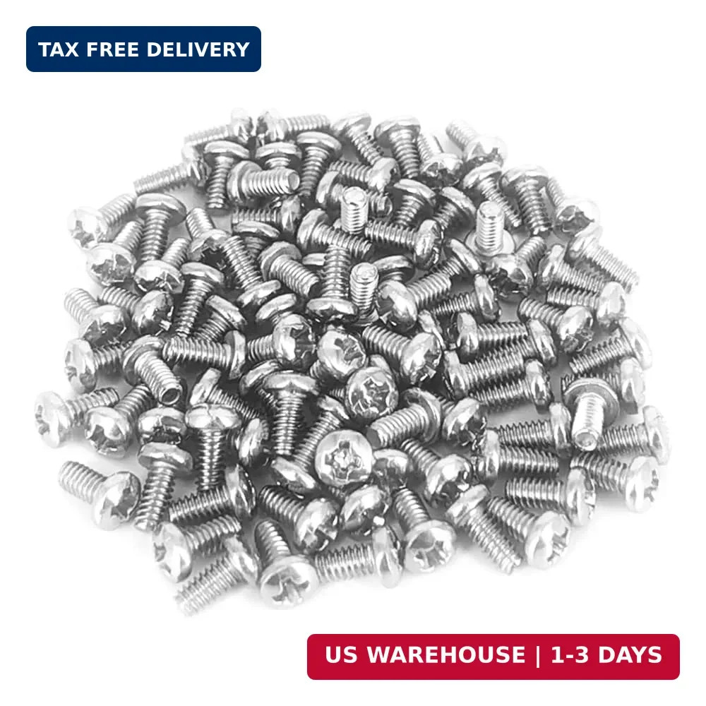 100pc #2-56 x 3/16″ Pan Head Machine Screws 304 Stainless Steel Phillips Drive