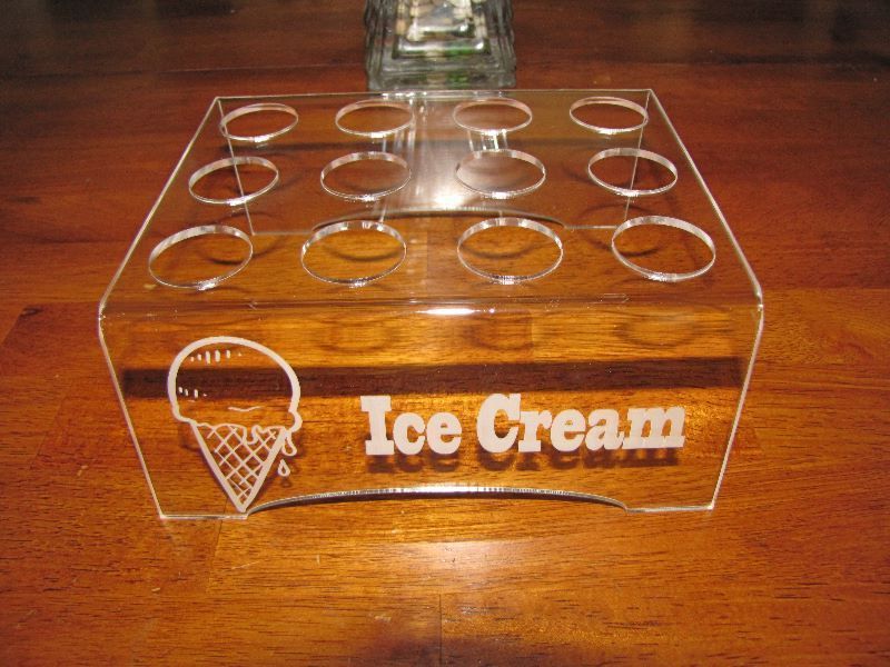 Engraved Acrylic ((MINI CONE ONLY)) 12 Ice Cream Cone Holder Tray Display Stand