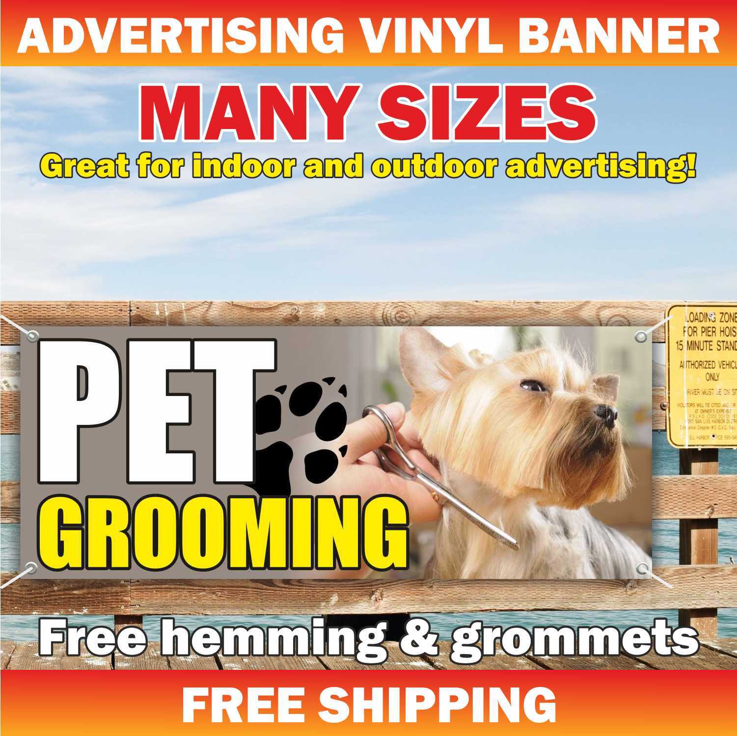PET GROOMING Advertising Banner Vinyl Mesh Sign dog vets cut animal cats shop