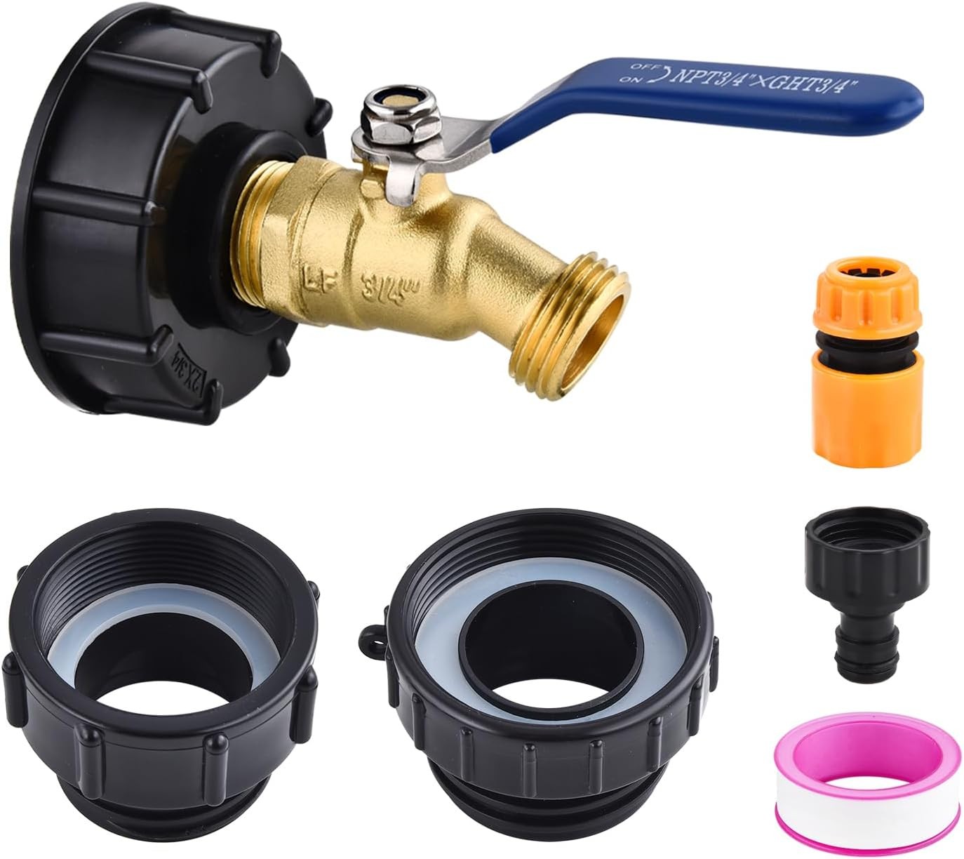 275-330 Gallon IBC Tote Tank Adapter,3-Size IBC Tote Hose Adapter, 2.44″ Fine, 2
