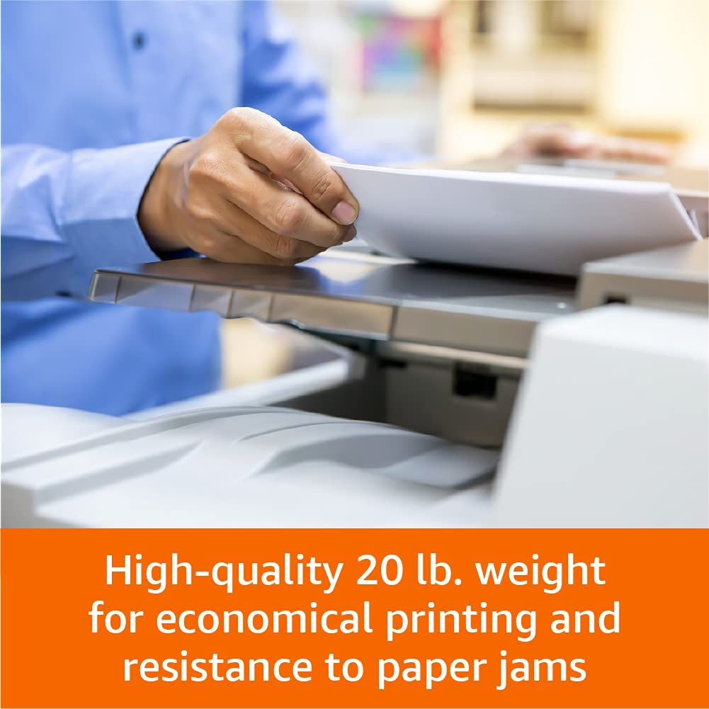 Amazon Basics Multipurpose Copy Printer Paper, 20 Lb, 8.5 X 11 Inches, 5 Reams (