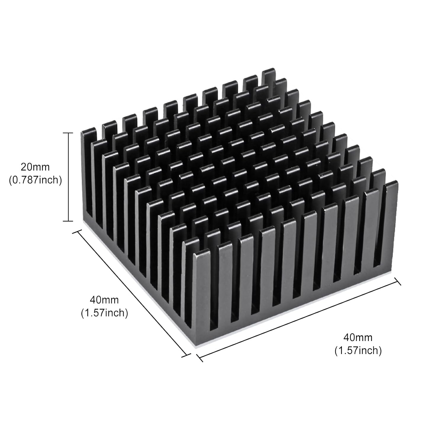 Black Aluminum Heat Sink 40x40x20mm with Thermal Conductive Adhesive Tape