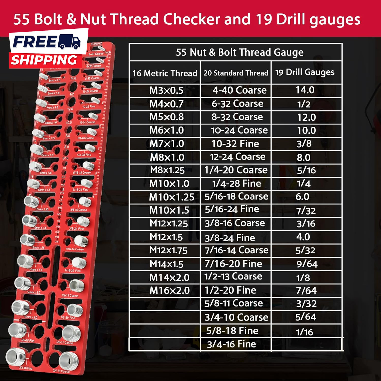 55 Nut and Bolt Thread Checker Thread Checker Standard and Metric Bolt