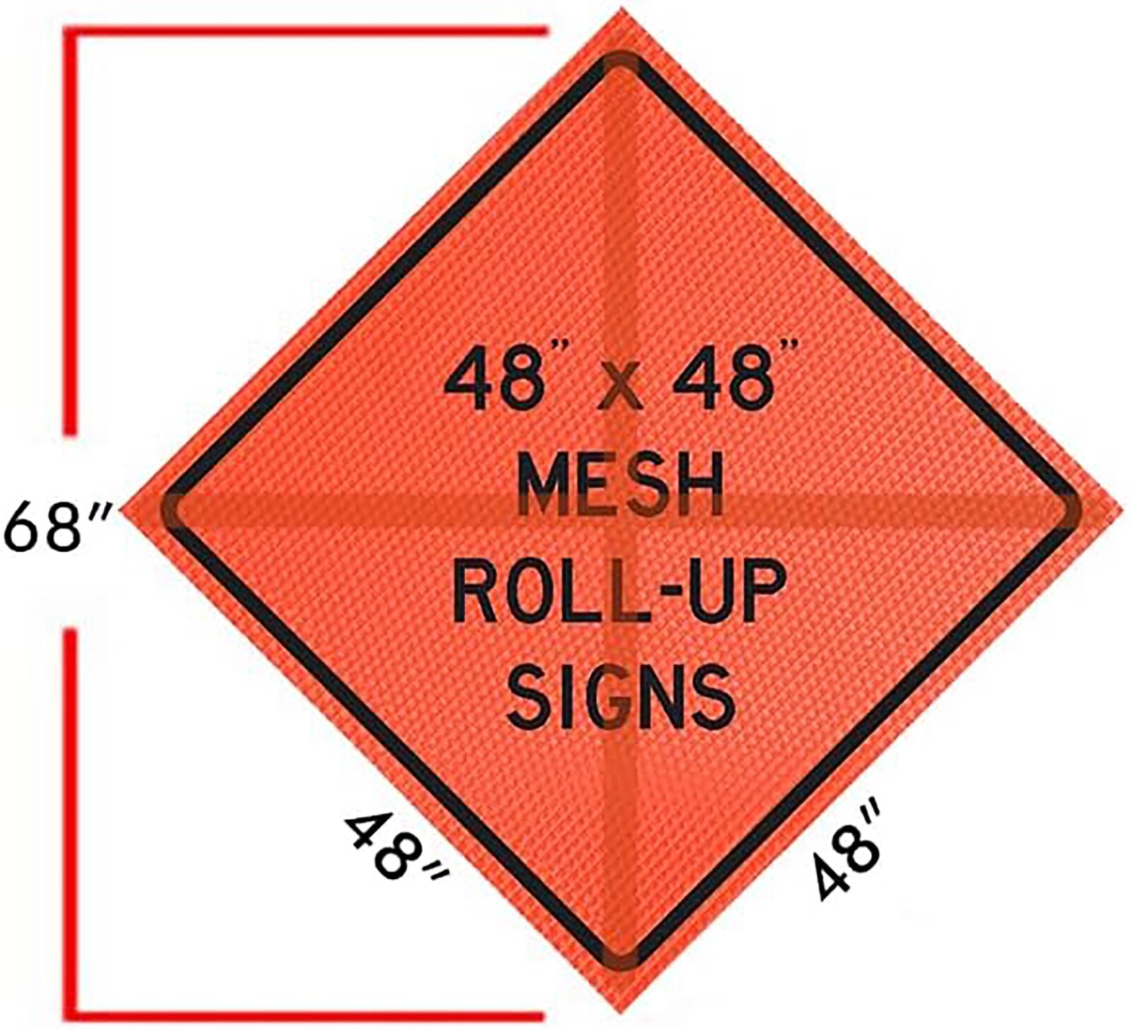 48″ Mesh MUTCD Roll-Up Traffic Safety Sign & Steel Single Spring Stand Kits