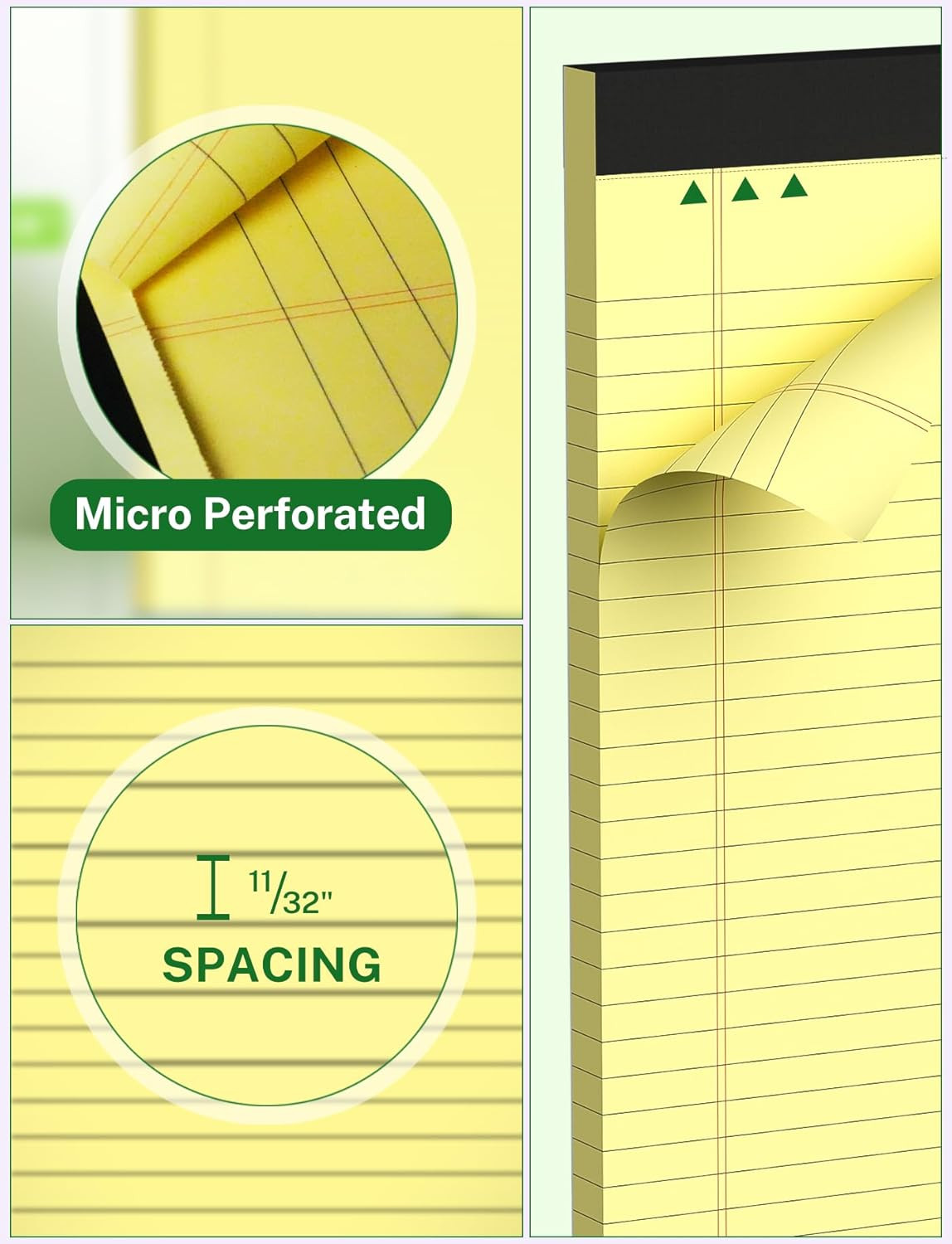 Legal Pads 8.5 X 14, Wide Ruled Legal Pad, Yellow Paper 8.5 X 14, 30 Sheets Per