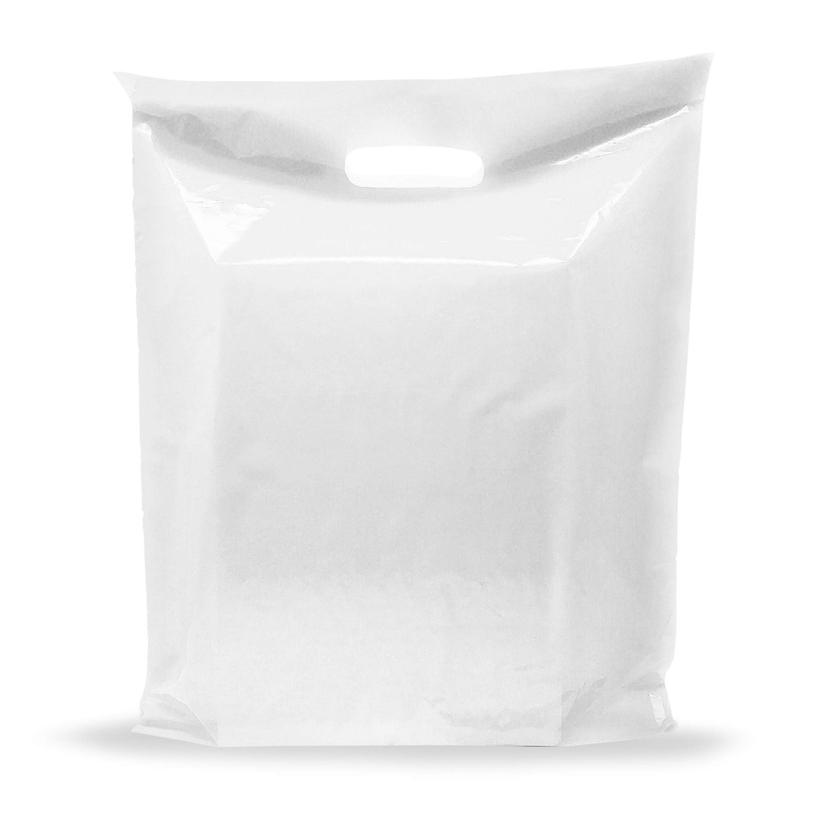 Extra Large White Merchandise Bags – Glossy Plastic Perfect for Retail – 100 Pac