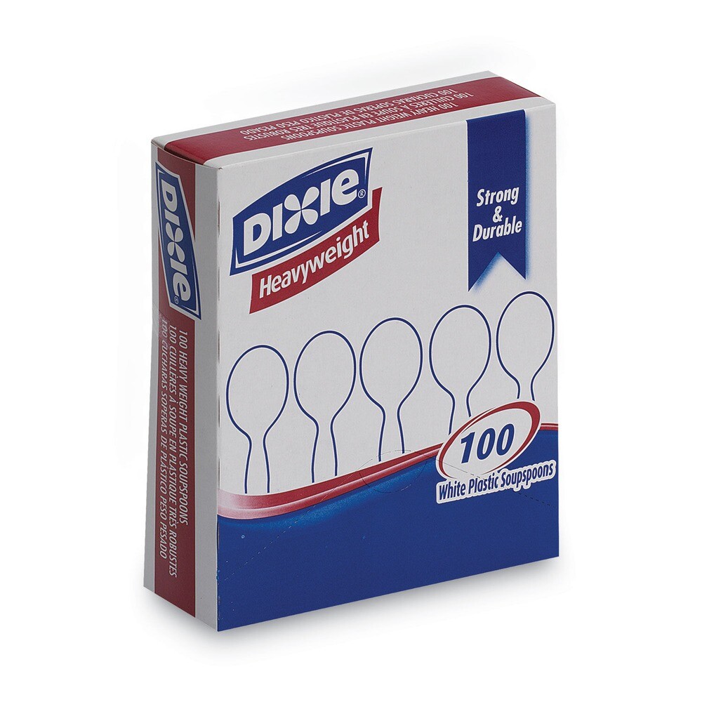 Dixie SH207 Plastic Heavyweight Soup Spoons – White (100/Box) New