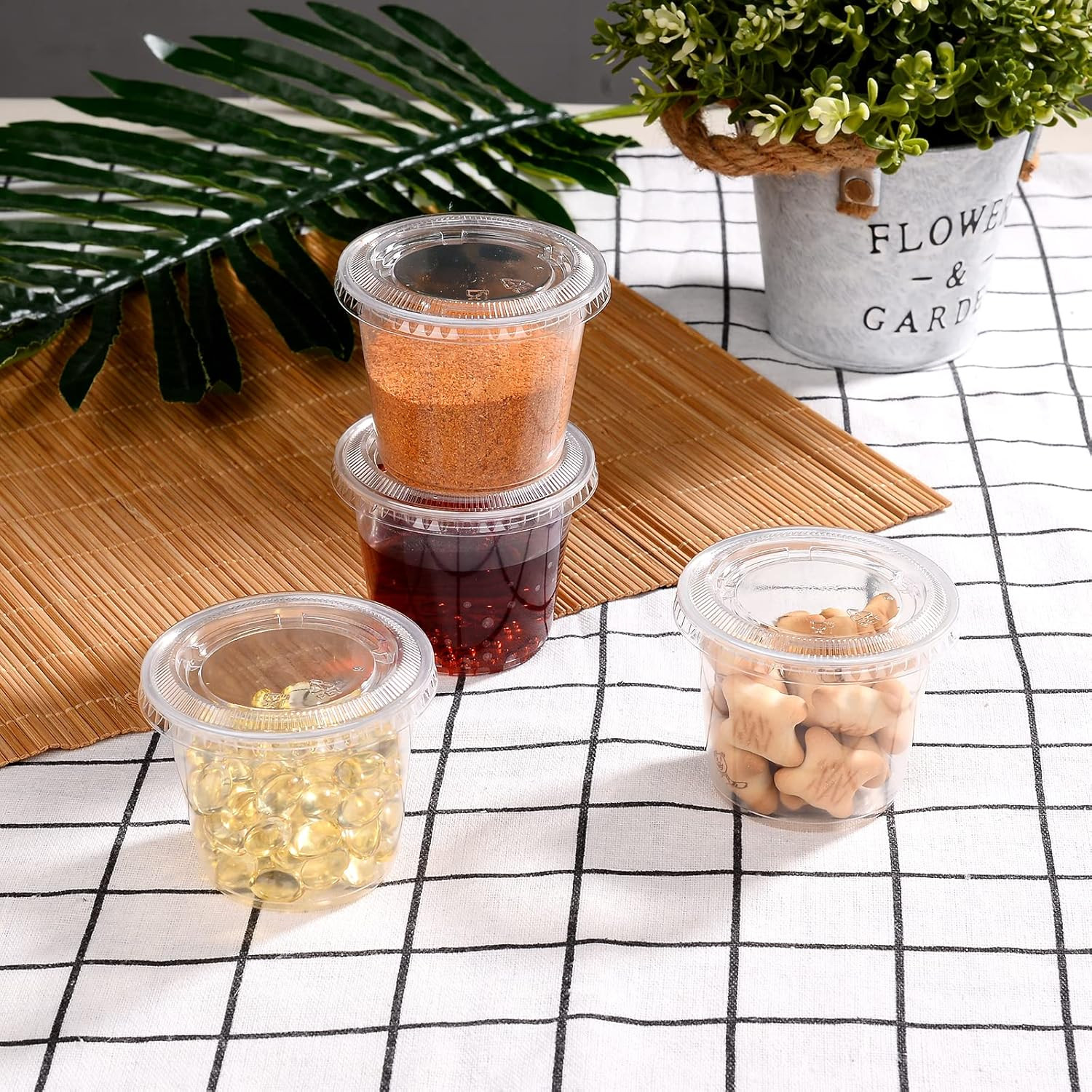 [5.5 OZ, 50 Sets] Clear Disposable Plastic Portion Cups with Leakproof Lids …