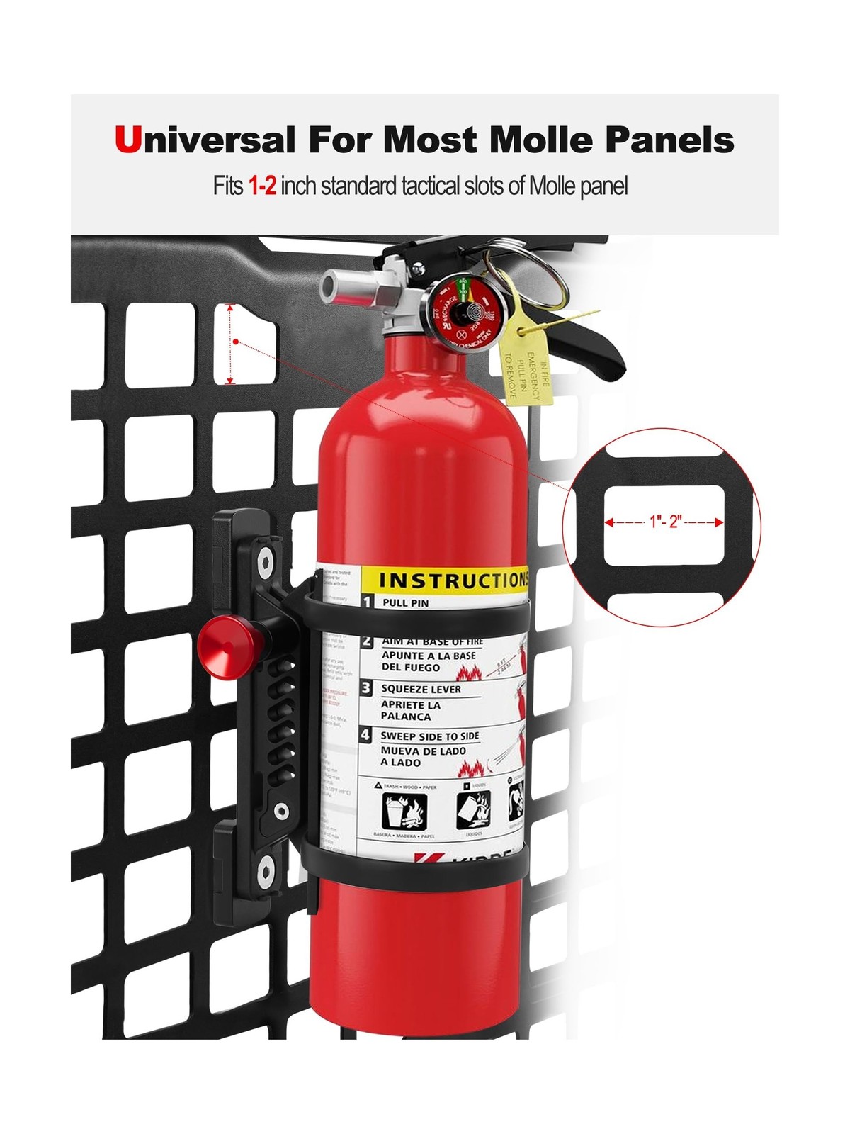 ZIDIYORUO MOLLE Panel Fire Extinguisher Mount Kit Fits 1″-2″ Ri… FAST USA SHIP