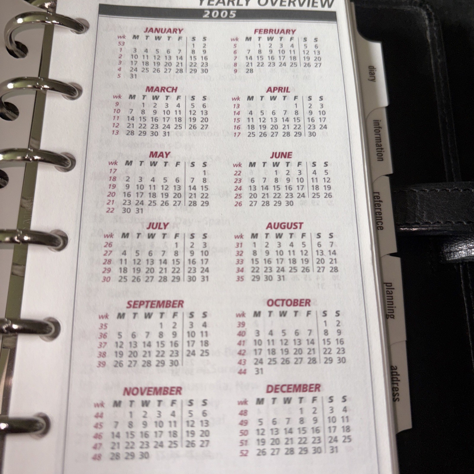 Coach Black Leather Agenda Day Runner Diary Address Plan Information Reference