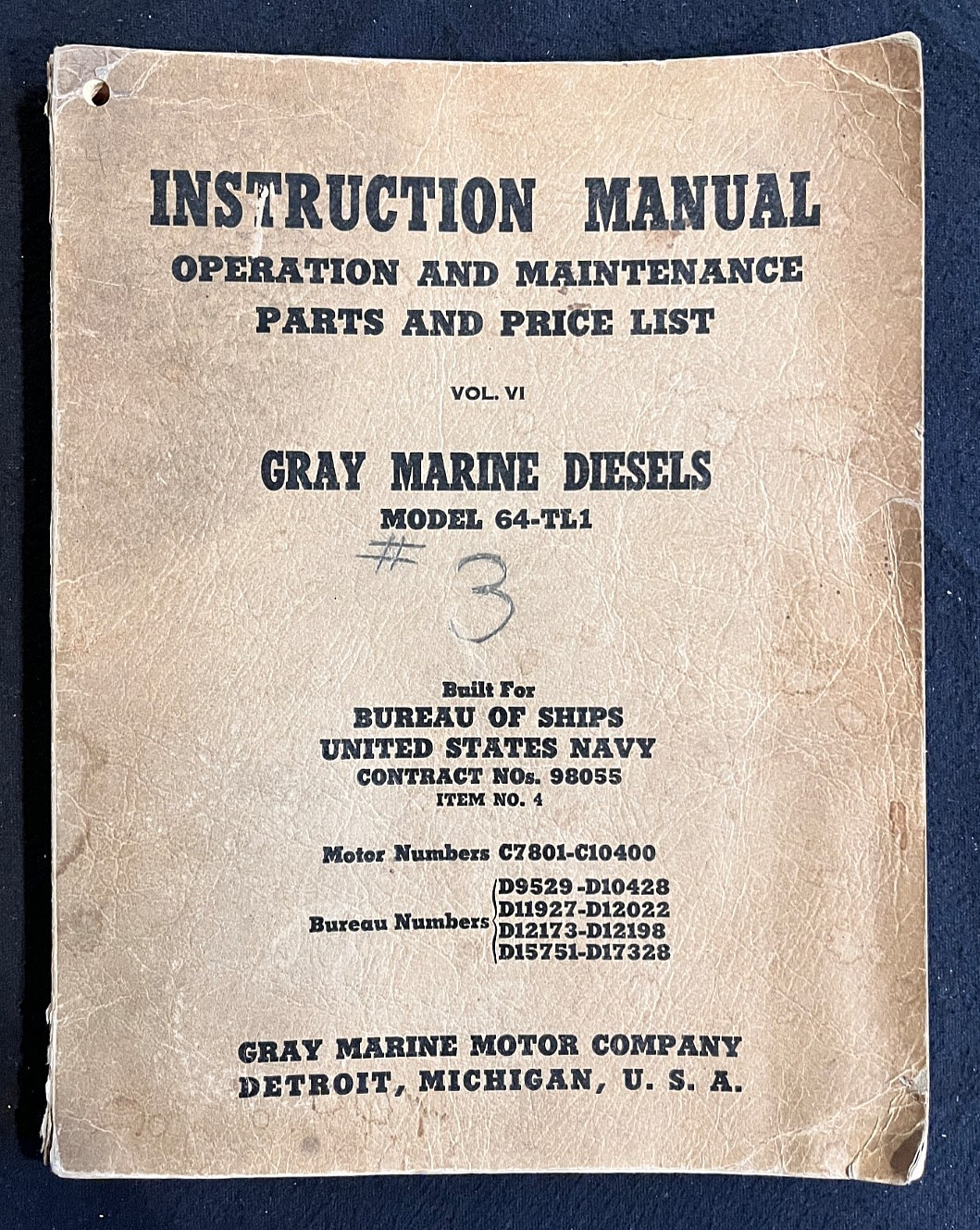WW II U.S. Navy 1942 Marine Diesel Instruction Manual