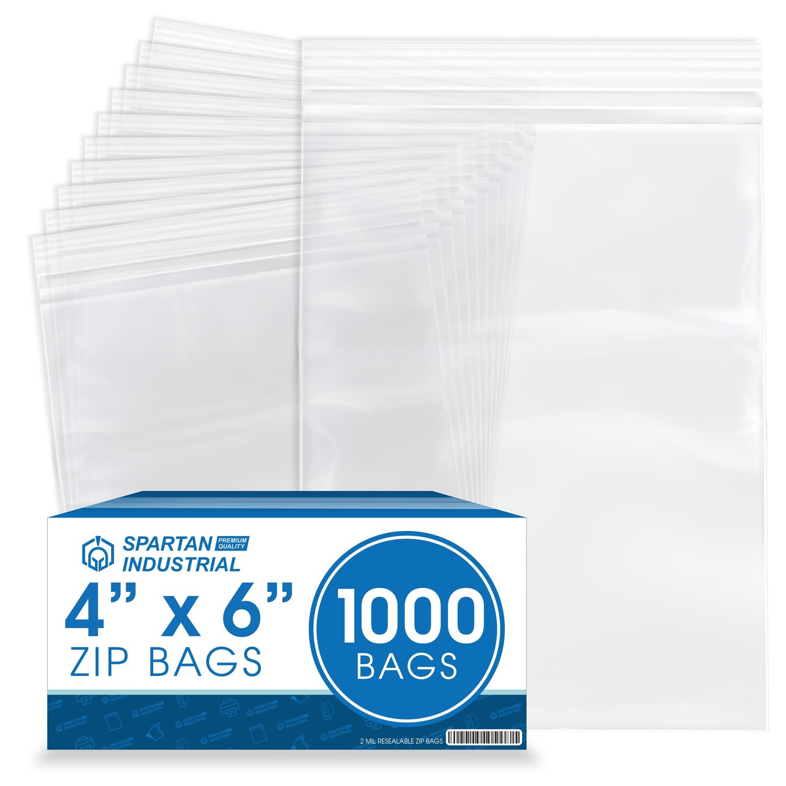 Spartan Industrial – 4” X 6” 1000 Count 2 Mil Clear Reclosable Zip Plastic