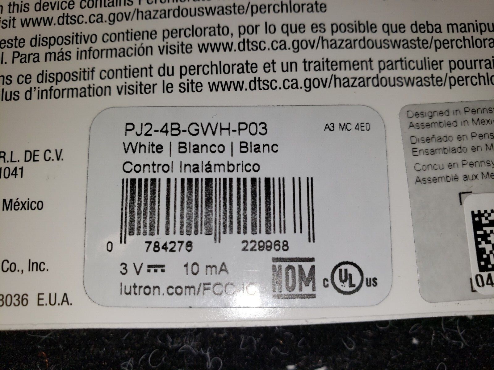 Lutron Pico Control – 4-Button Any Room RELAX Scene White PJ2-4B-GWH-P03 Caseta