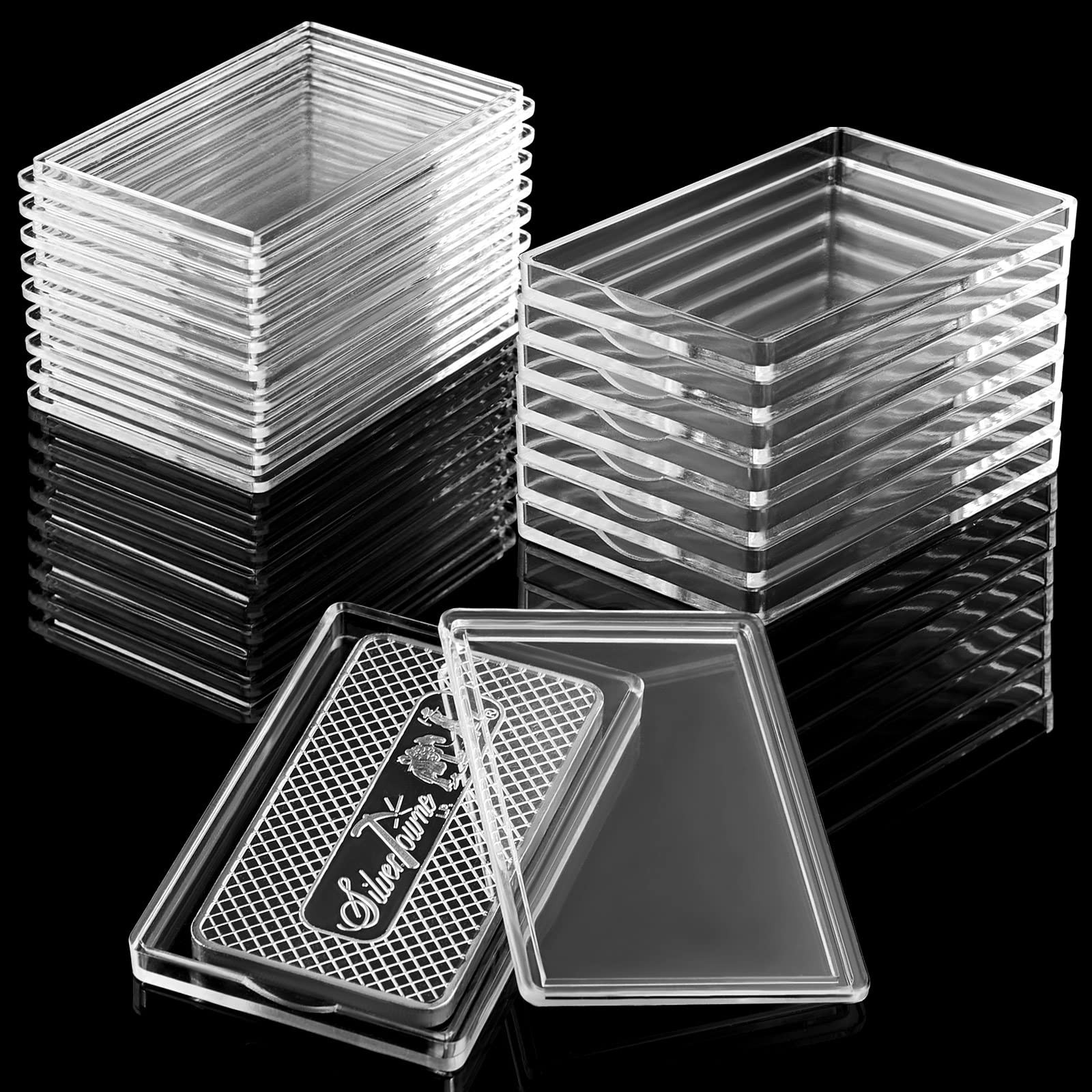 Geiserailie 15 Pcs 1 oz Silver Bar Holder Case, Clear Acrylic 1 oz,
