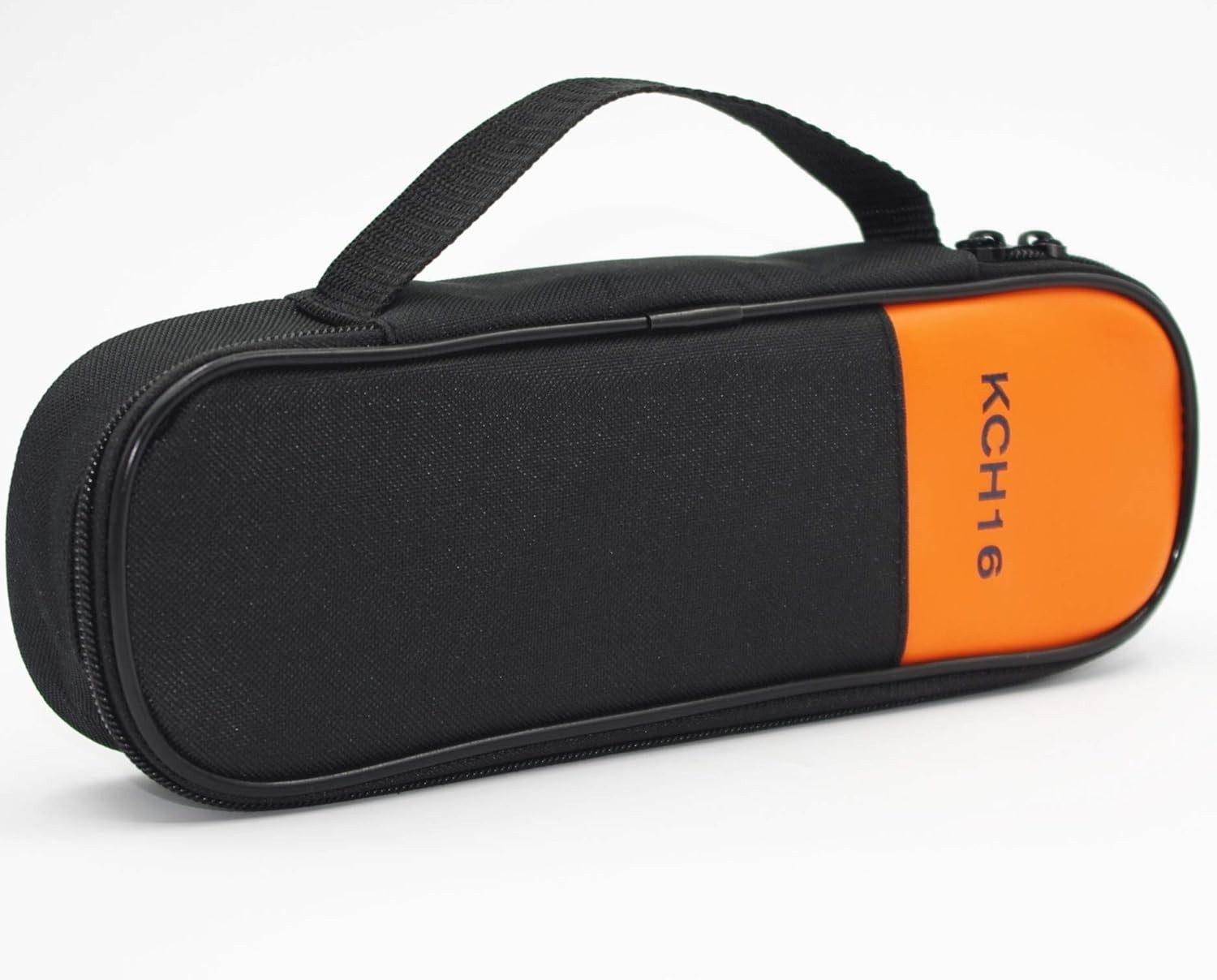 Heavy Duty Clamp Meter Storage Case with Double Zipper Black Orange Protective