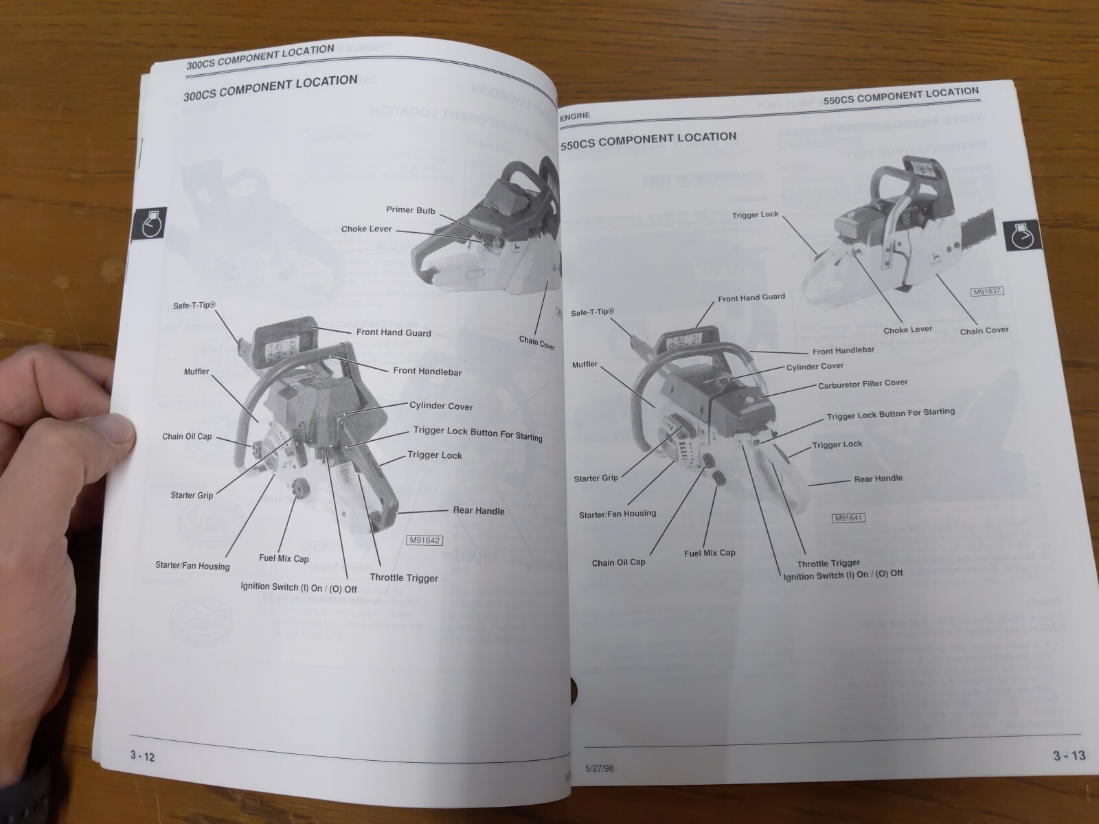 John Deere 200CS,230CS,300CS,550CS Chainsaws Technical Manual, TM1750