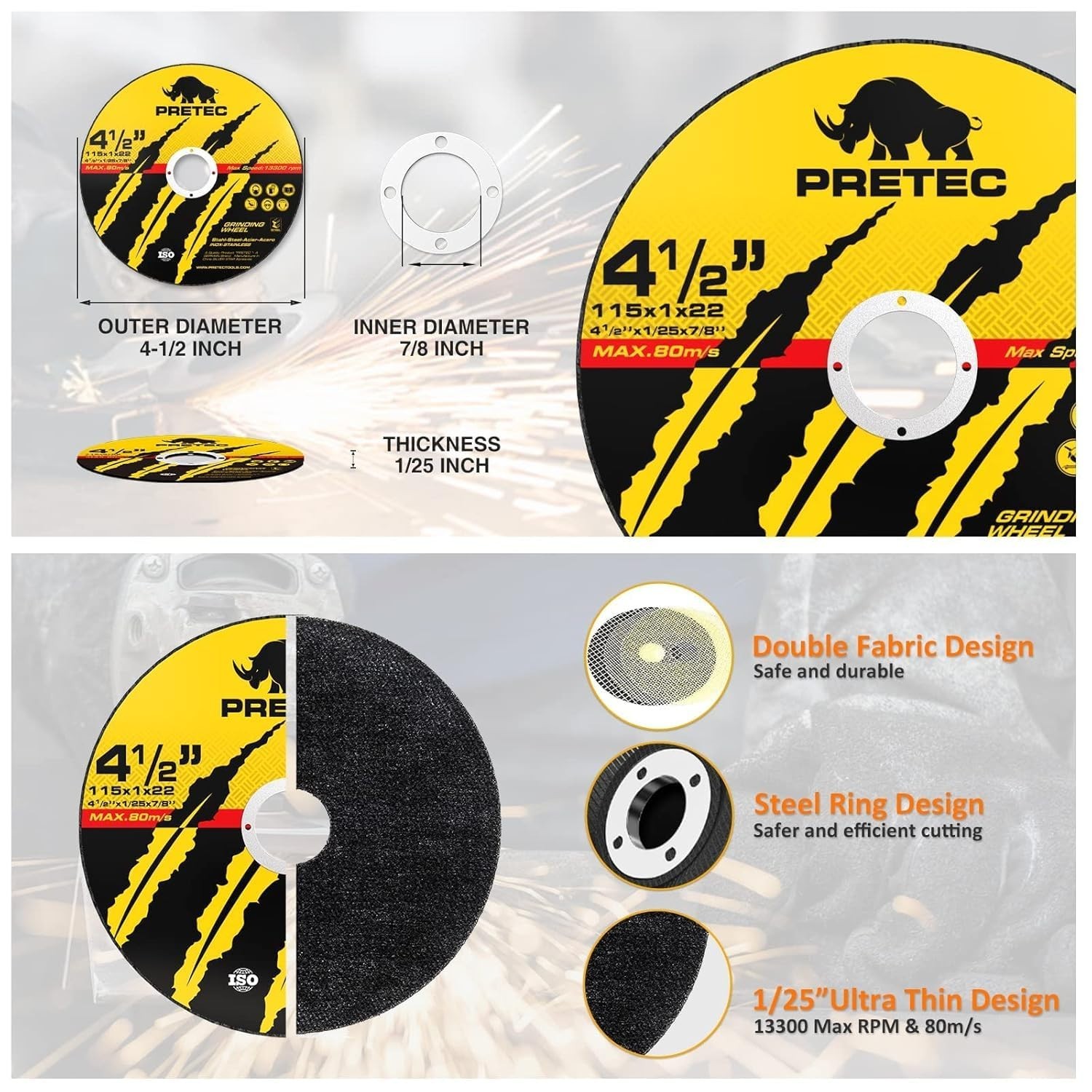 110Pack 4-1/2″ x .040″ x 7/8″ Cut off Wheels Stainless Steel Metal Cutting Discs