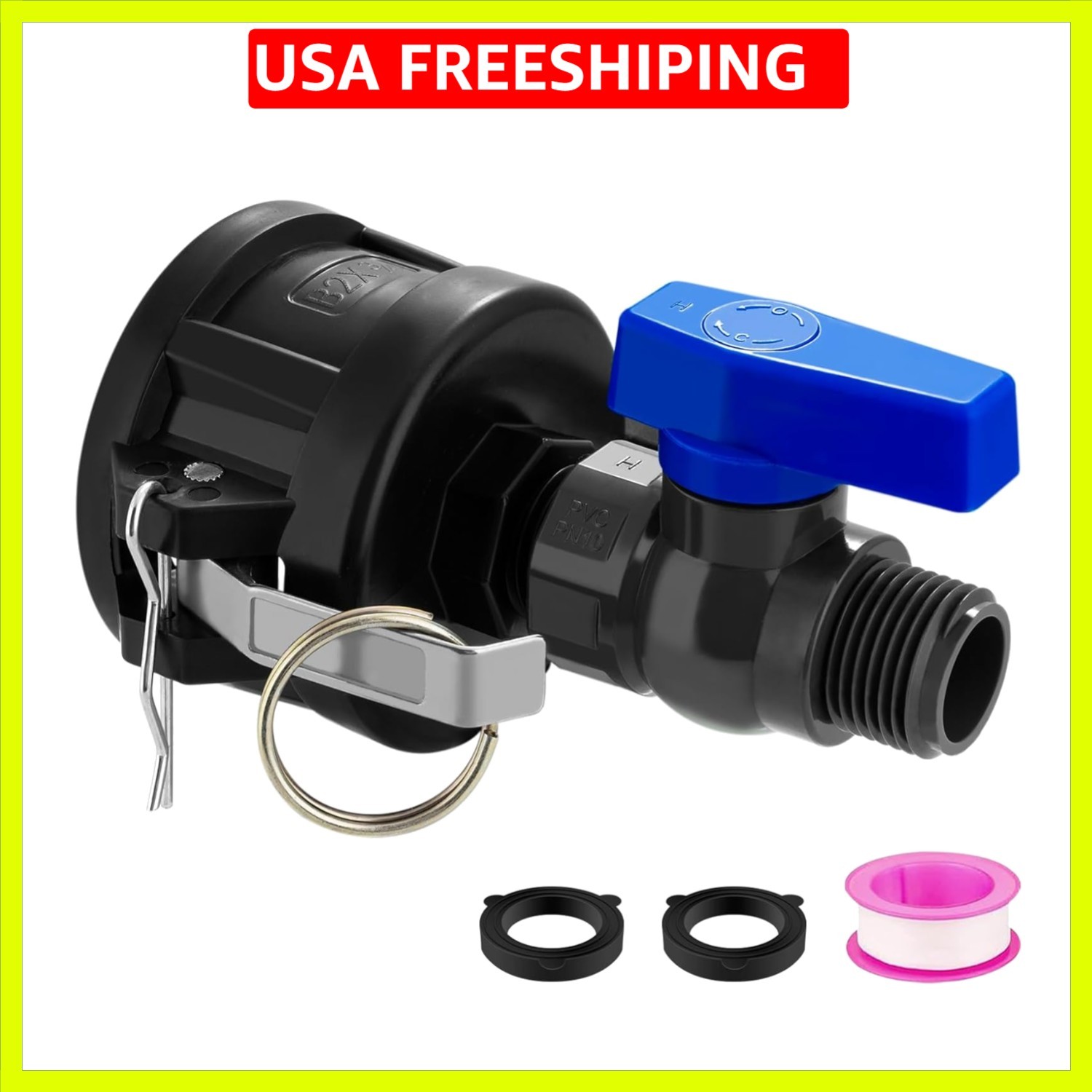 IBC Tote Hose Adapter, 275-330 Gallon IBC Tote Tank, 2″IBC Tote Garden Hose f…