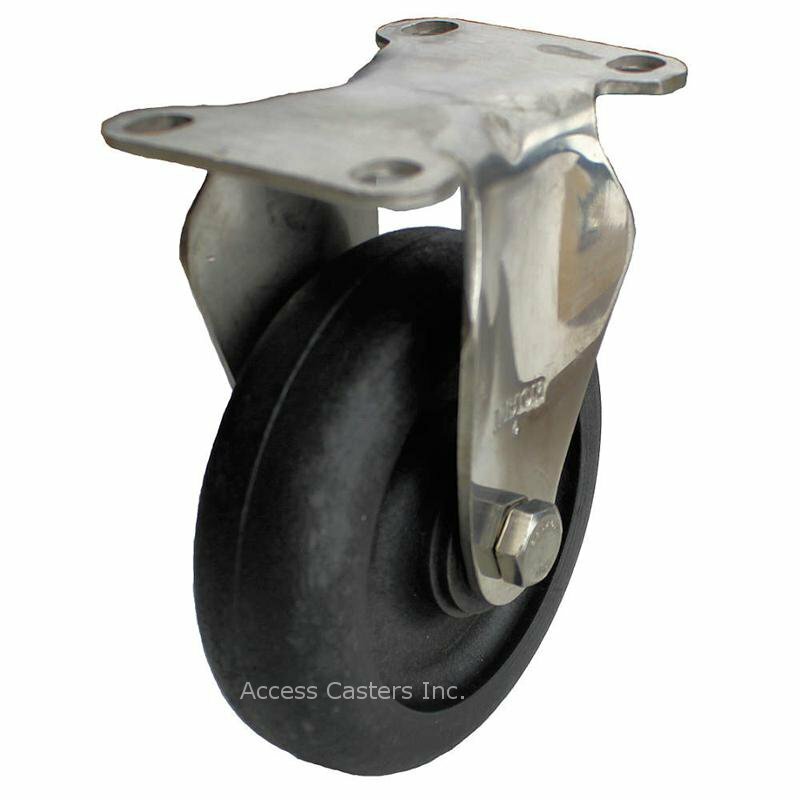 04HE03041R 3″ Stainless Steel Rigid Caster from Albion, Nylon Wheel, 200 lbs Cap