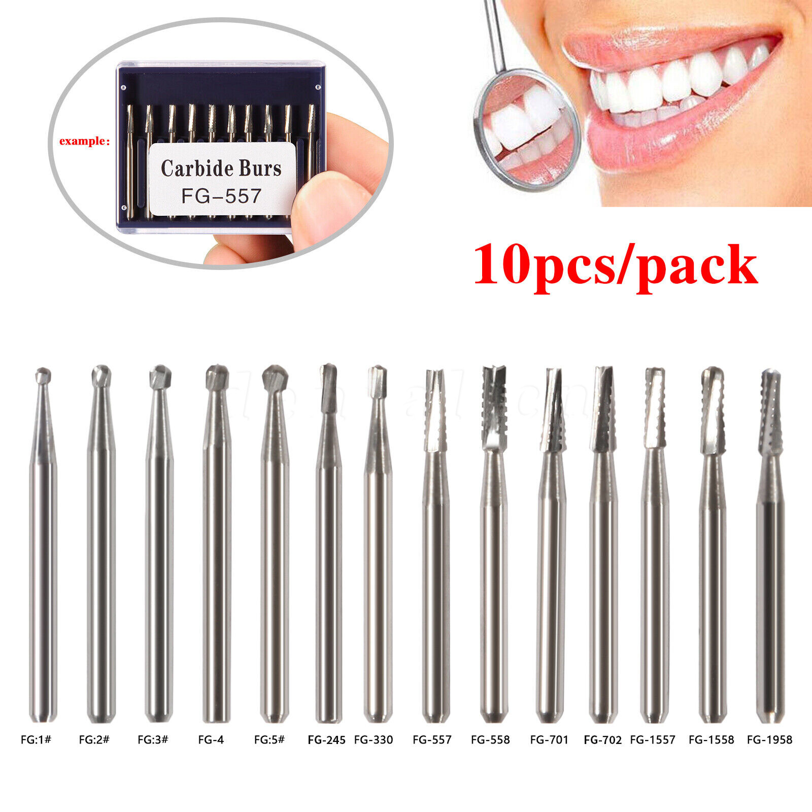10-100 pcs Dental Tungsten Steel Carbide Crown Metal Cutting Burs For High Speed