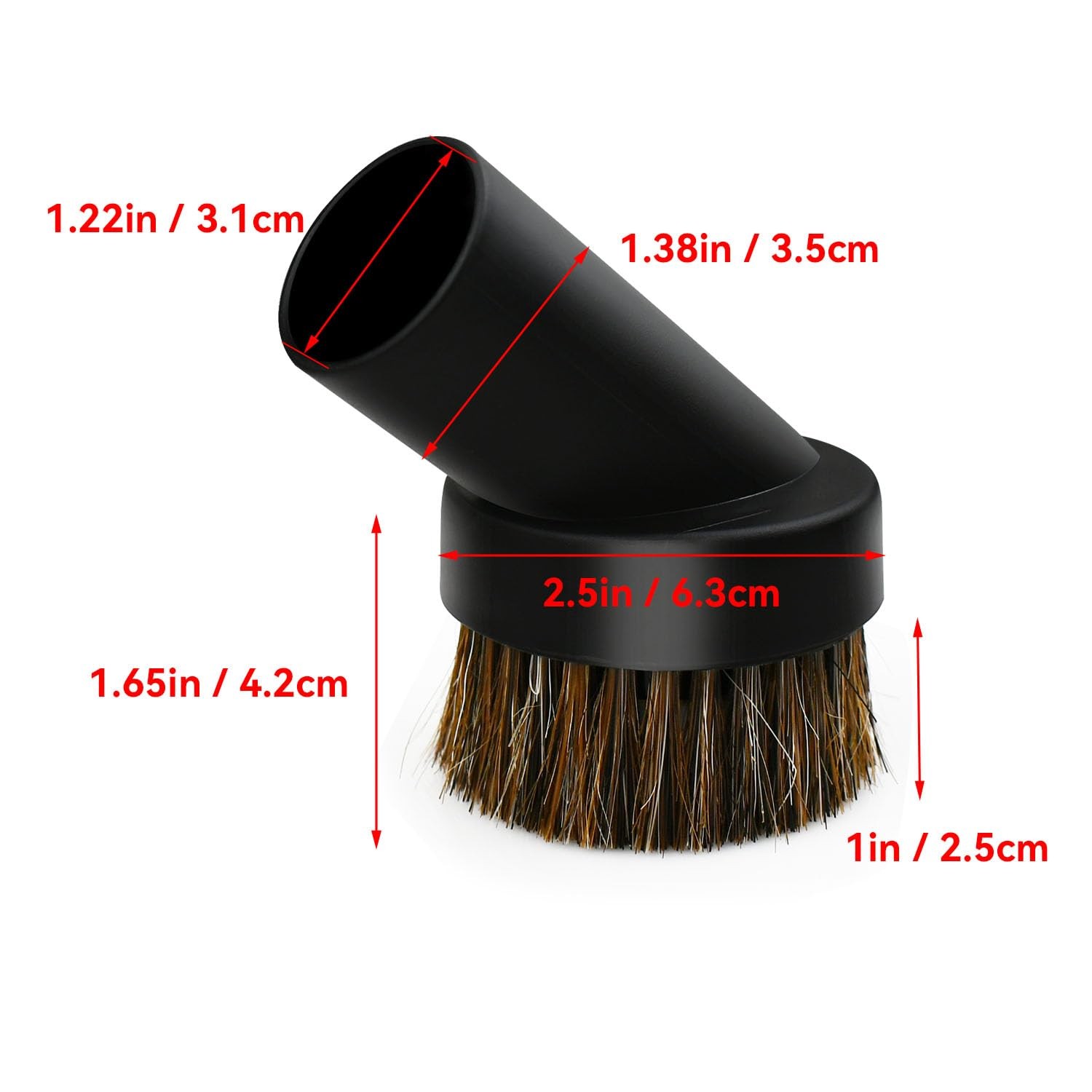 2 Pcs Black Round Dust Brush 25mm Horse Hair for 1.25 inches,