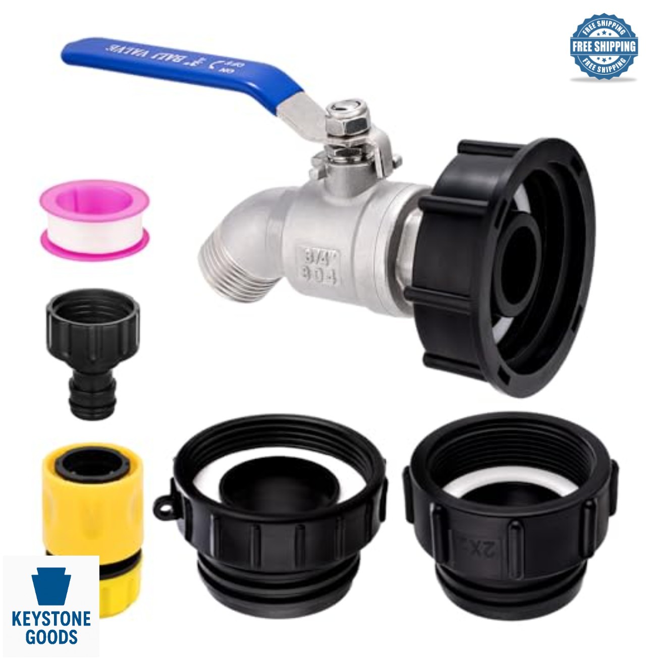 IBC Tote Adapter Kit 275 330 Gallon Water Tank Hose Fittings 304 Stainless