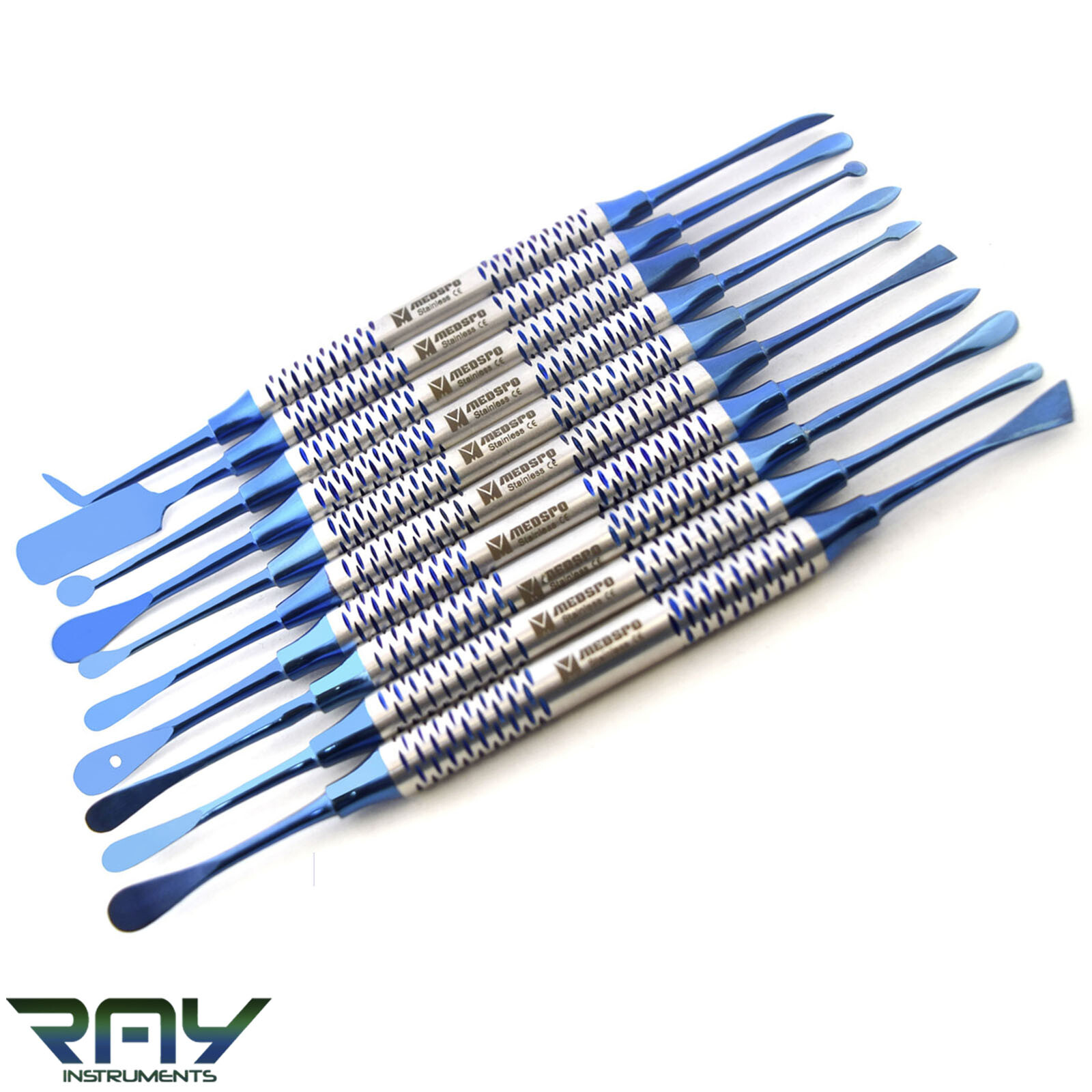 Dental Periosteal Elevator Set Of 10 Surgical Dental Instruments Blue Coated New