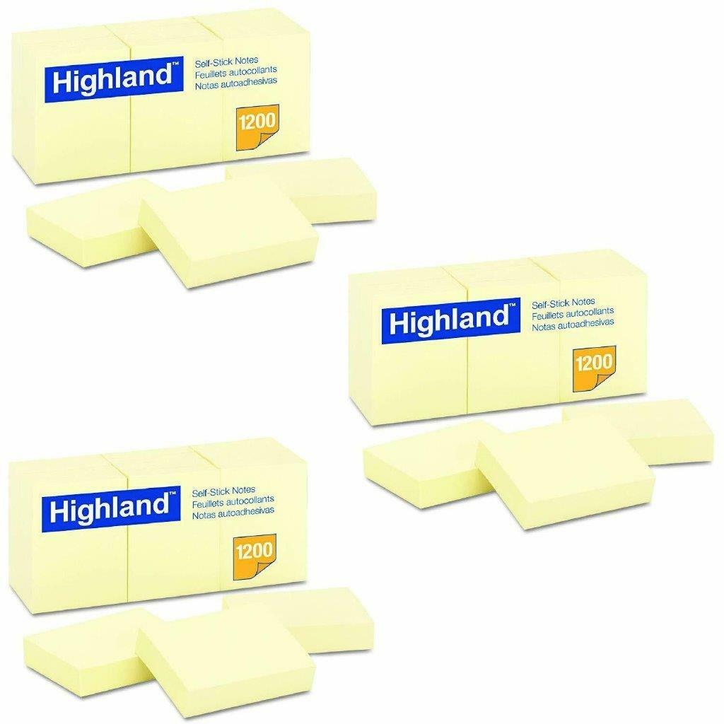 Highland Self-Stick Notes (3600 Sheets Total) Office Yellow Sticky Post #6539