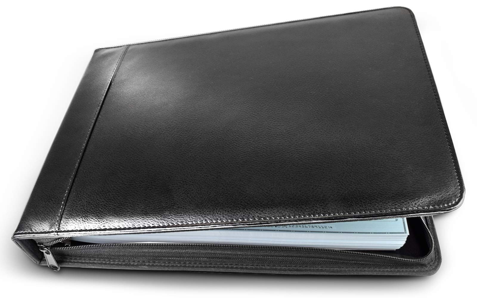 Executive Check Binder Zippered PU Leather Organizer