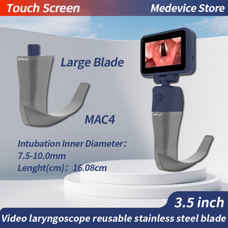 3.5 inch Touch screen Digital Video Laryngoscope Reusable Large Adult Blades