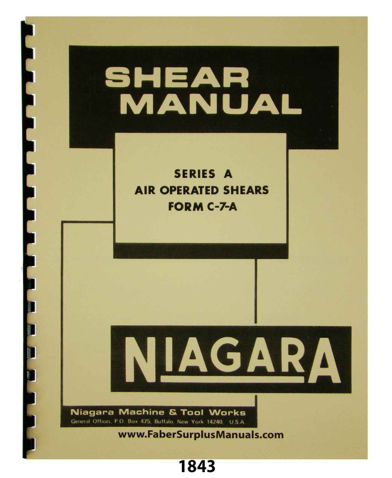 Niagara Series “A” Air Operated Shears Instructions & Parts List Manual #1841