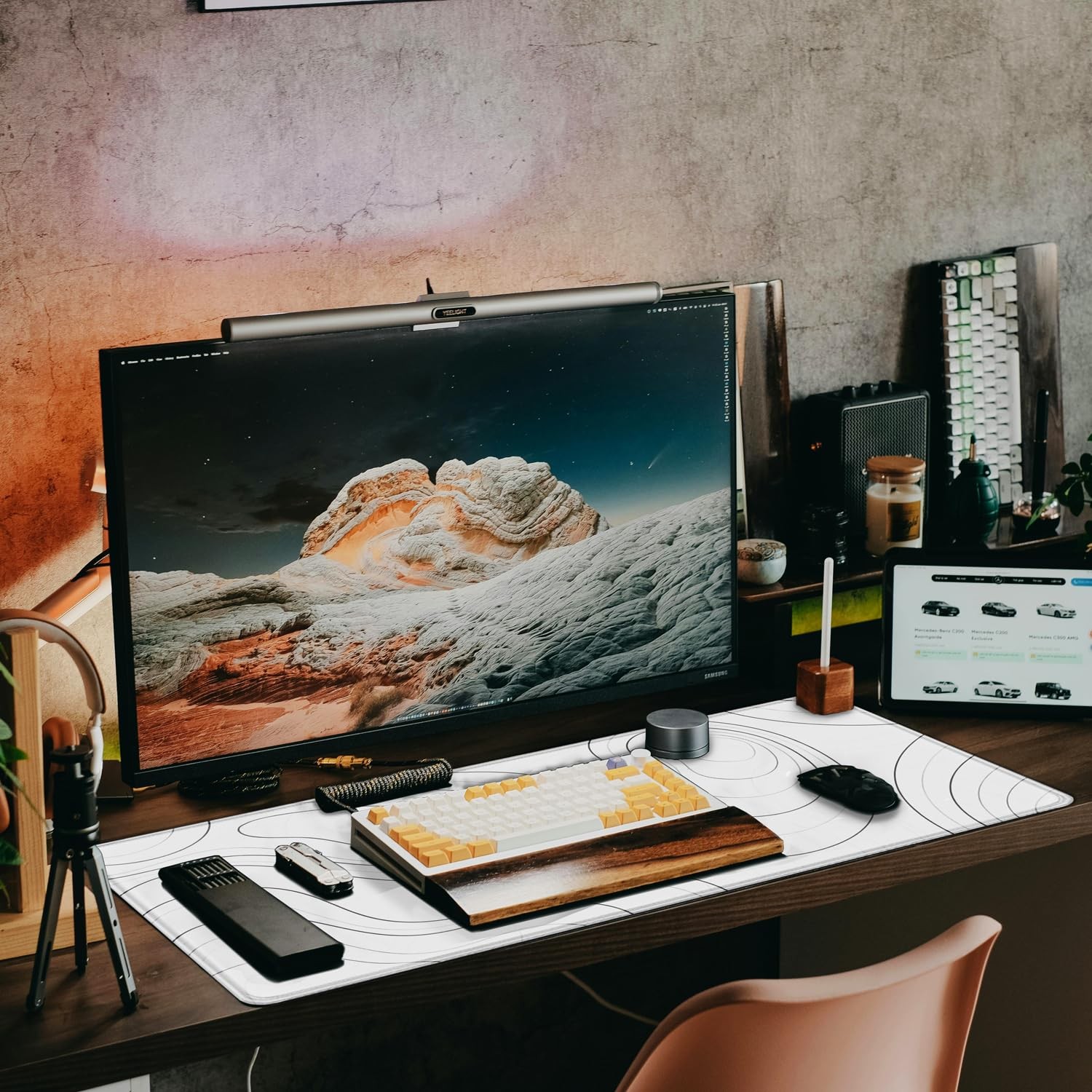 Large Mouse Pad, 31.5″ x15.7″ 31.5 inches x 15.7 inches, White Black Lines