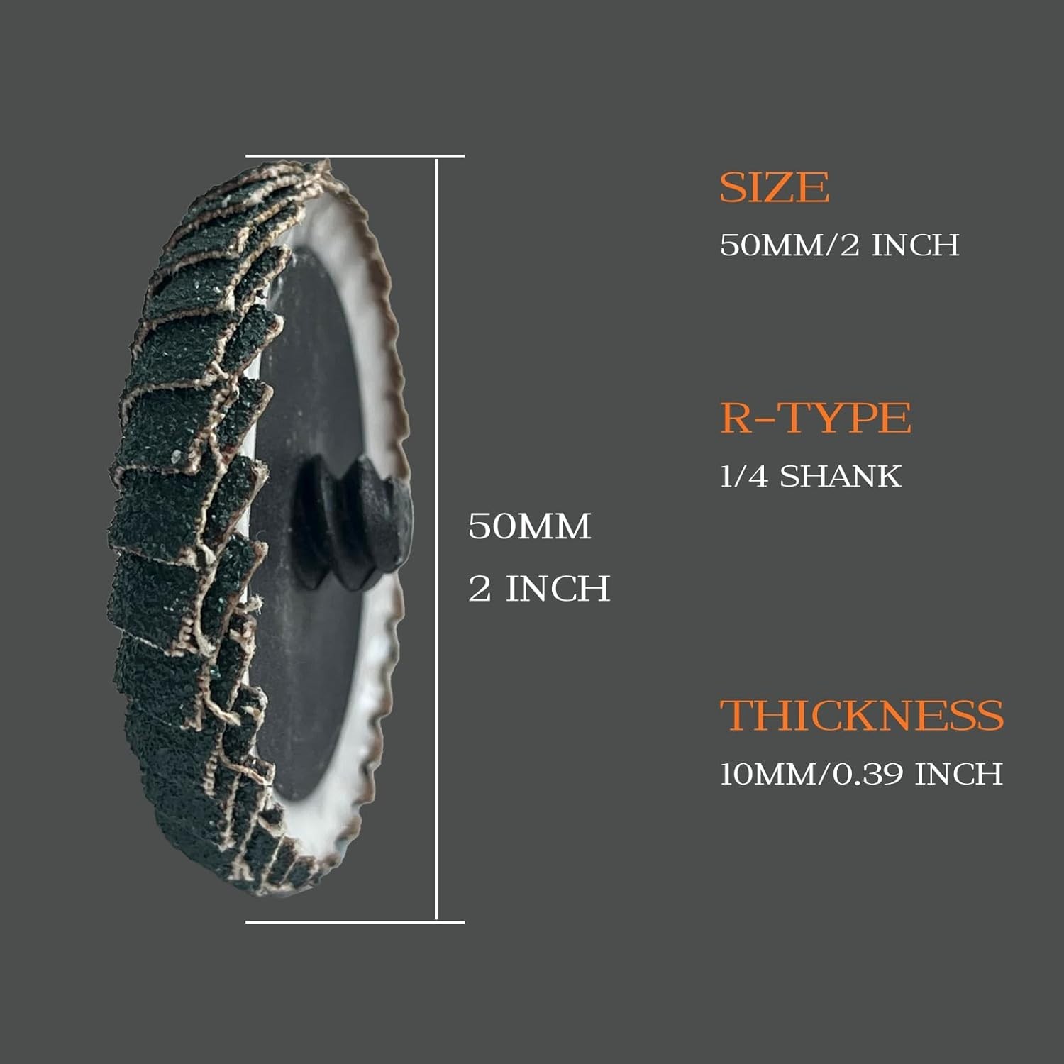 10 PCS 2″ 40 Grit Curved Flap Discs with 1/4″ Holder for Die Metal Wood Grinding