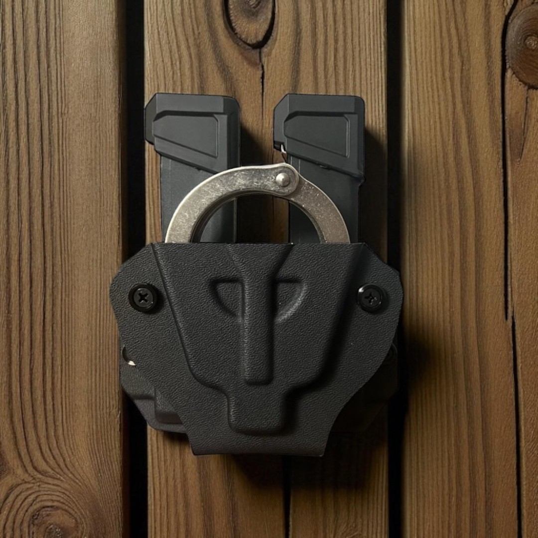 ASP Hinged Handcuff + Dual Pistol Mag Carrier, Black, Molle-Lok, Glock